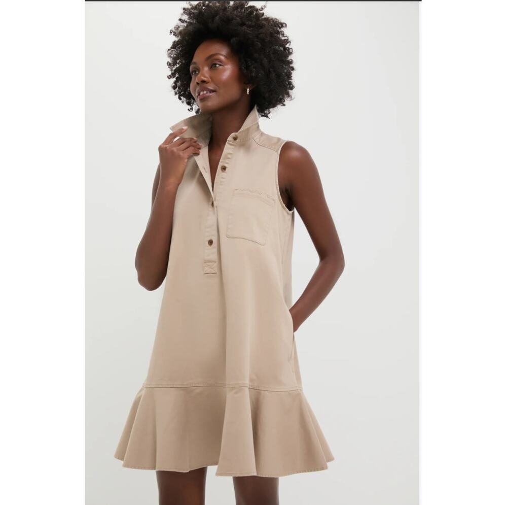 Tuckernuck Tan Khaki Sleeveless Callahan Dress XS Preppy chic old money Coastal